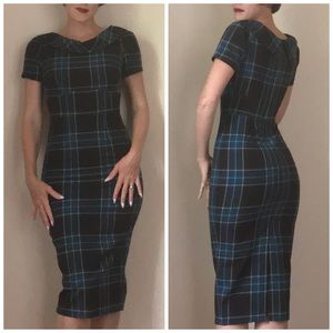 Plaid Blue & Brown Stop Staring Wiggle Dress